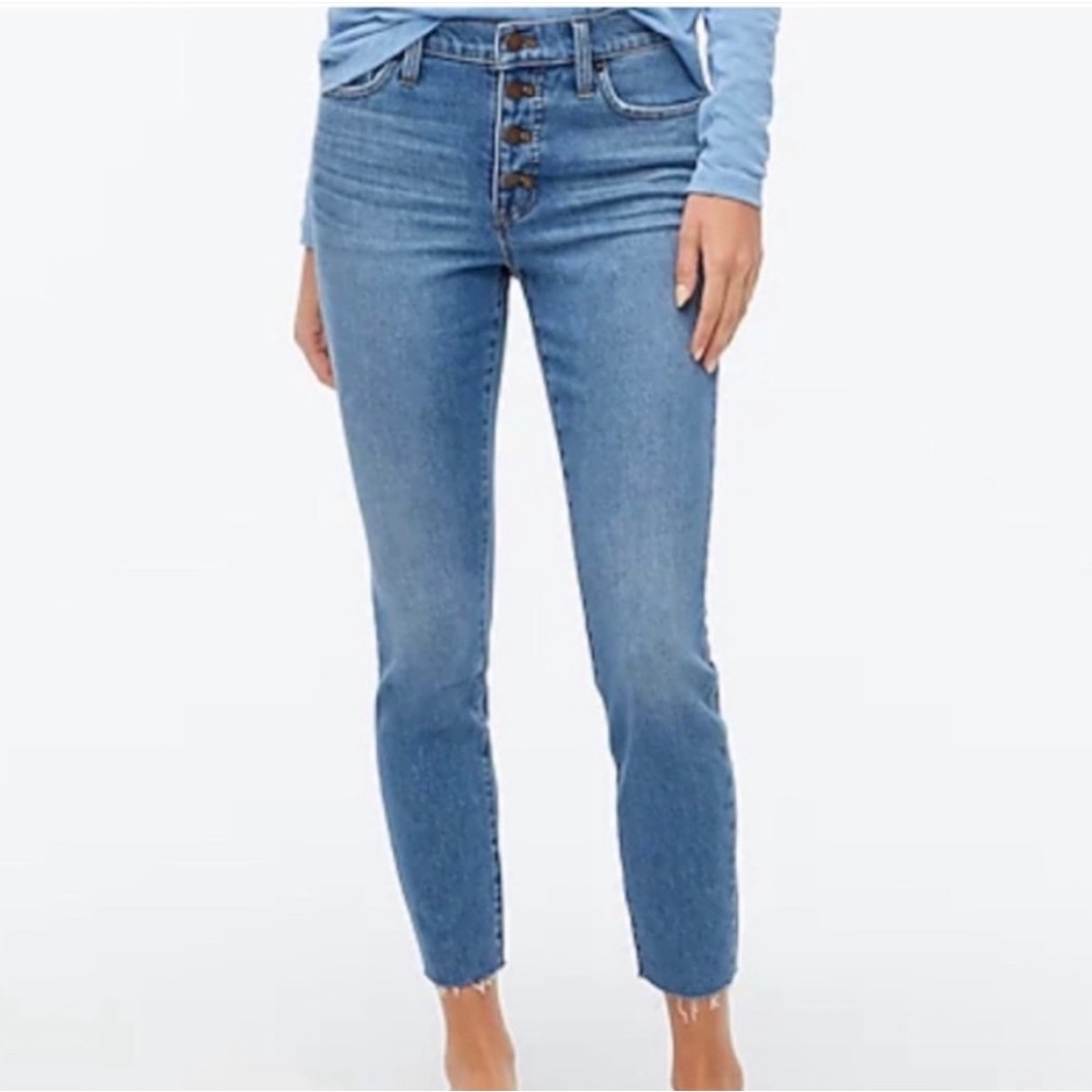J. Crew 9” Mid Rise Button Front Skinny Jeans